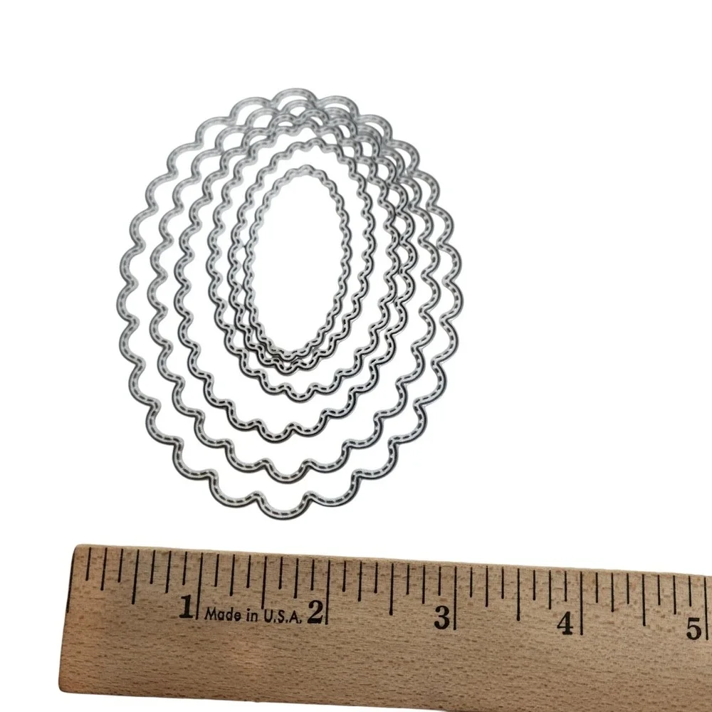 Oval Circle Nesting Cutting Dies Lot Silver Metal Scrapbook Cardmaking Frames